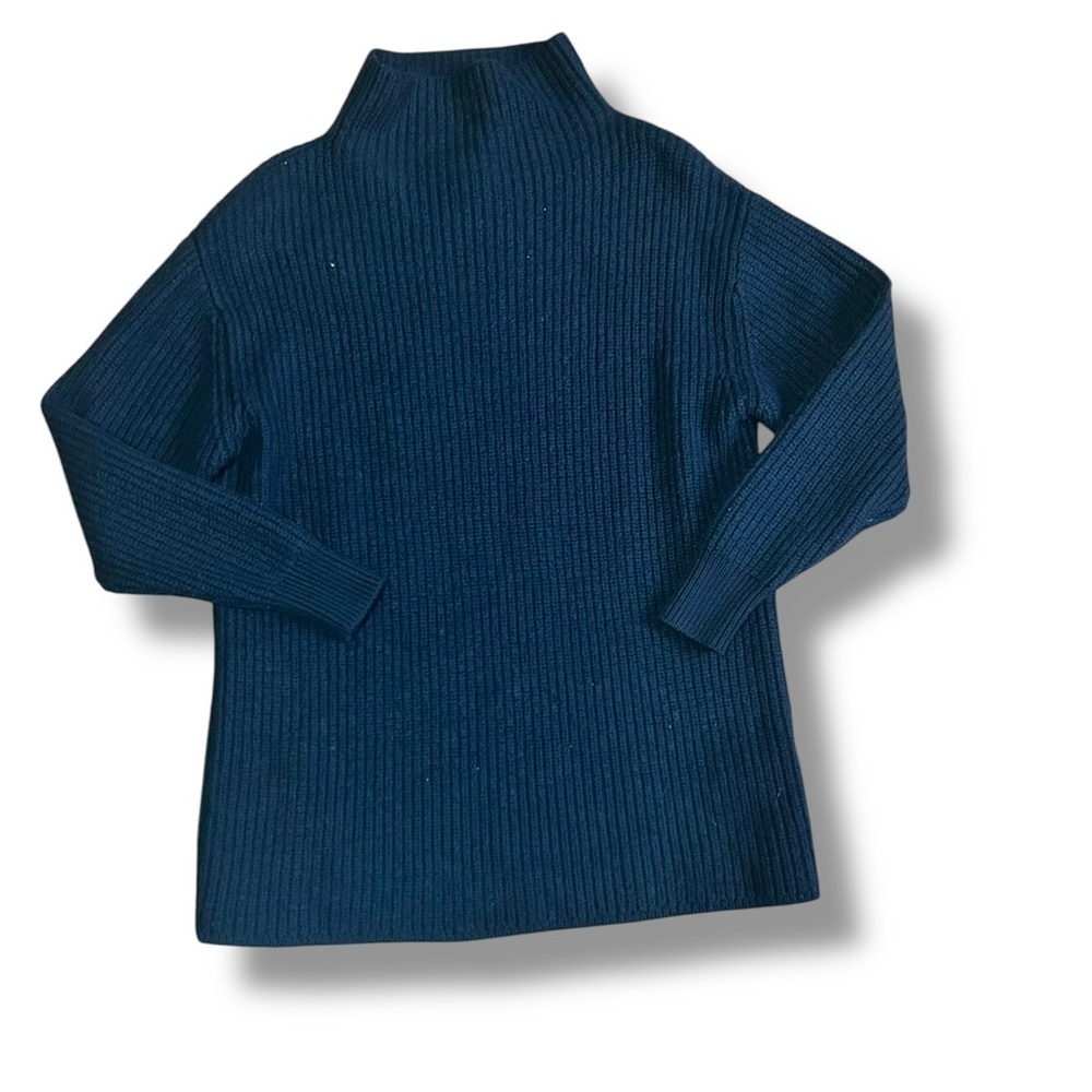 Aritzia Wilfred 100% merino wool mock neck sweater black ribbed heavy knit Sz sm